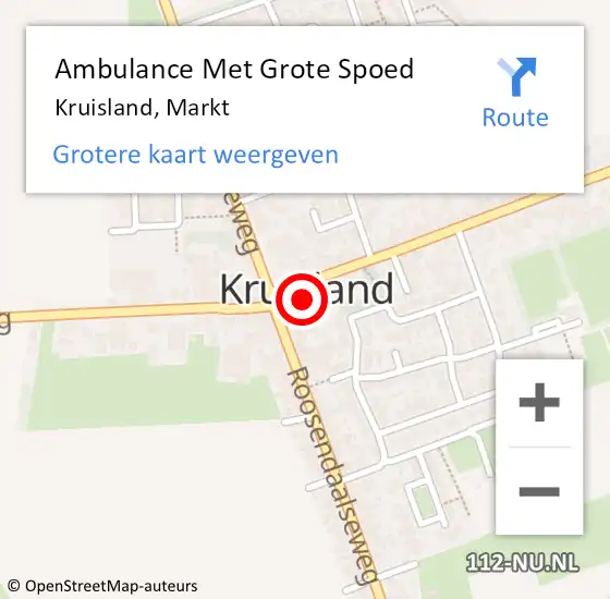 Locatie op kaart van de 112 melding: Ambulance Met Grote Spoed Naar Kruisland, Markt op 13 januari 2018 11:59