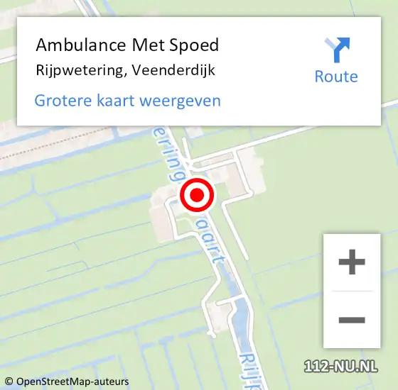 Locatie op kaart van de 112 melding: Ambulance Met Spoed Naar Rijpwetering, Veenderdijk op 13 januari 2018 12:08