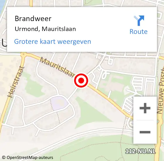 Locatie op kaart van de 112 melding: Brandweer Urmond, Mauritslaan op 13 februari 2014 01:33