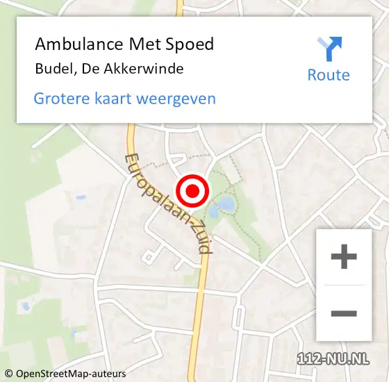 Locatie op kaart van de 112 melding: Ambulance Met Spoed Naar Budel, De Akkerwinde op 13 januari 2018 12:44