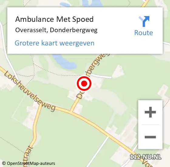 Locatie op kaart van de 112 melding: Ambulance Met Spoed Naar Overasselt, Donderbergweg op 13 januari 2018 12:53