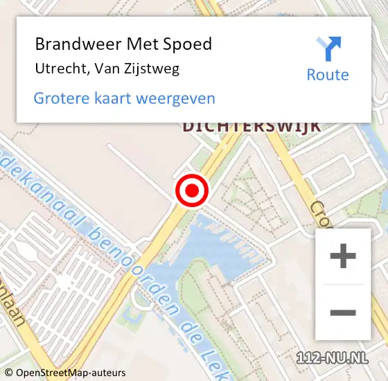 Locatie op kaart van de 112 melding: Brandweer Met Spoed Naar Utrecht, Van Zijstweg op 13 januari 2018 13:34