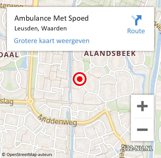 Locatie op kaart van de 112 melding: Ambulance Met Spoed Naar Leusden, Waarden op 13 januari 2018 13:45