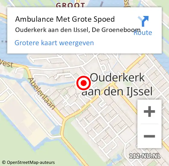 Locatie op kaart van de 112 melding: Ambulance Met Grote Spoed Naar Ouderkerk aan den IJssel, De Groeneboom op 13 januari 2018 14:14