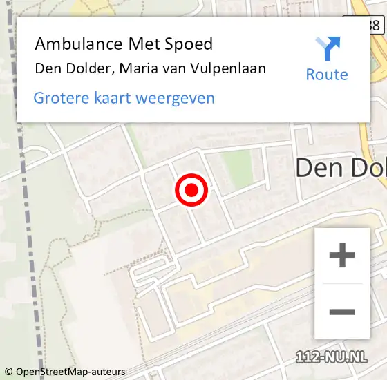 Locatie op kaart van de 112 melding: Ambulance Met Spoed Naar Den Dolder, Maria van Vulpenlaan op 13 januari 2018 15:16