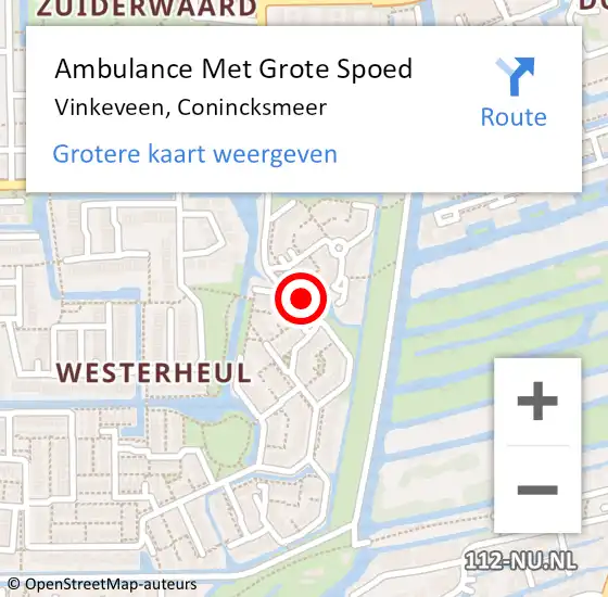 Locatie op kaart van de 112 melding: Ambulance Met Grote Spoed Naar Vinkeveen, Conincksmeer op 13 januari 2018 15:58