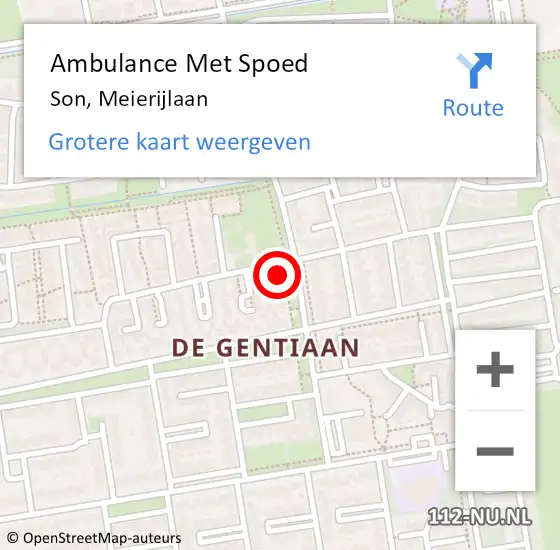 Locatie op kaart van de 112 melding: Ambulance Met Spoed Naar Son, Meierijlaan op 13 januari 2018 16:16