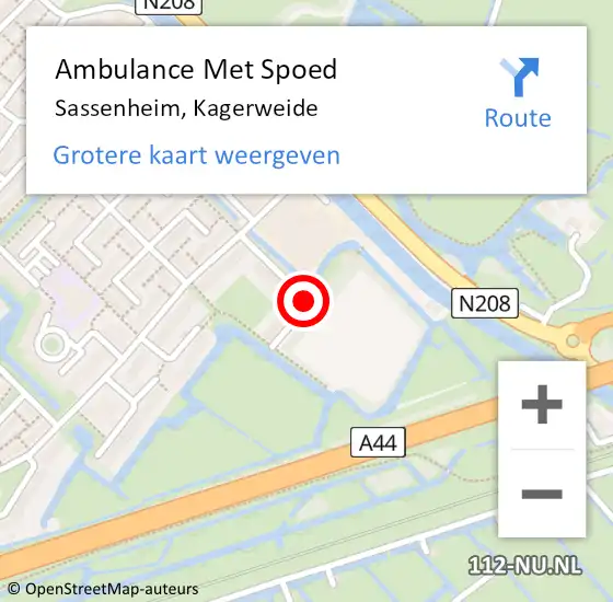 Locatie op kaart van de 112 melding: Ambulance Met Spoed Naar Sassenheim, Kagerweide op 13 januari 2018 17:08