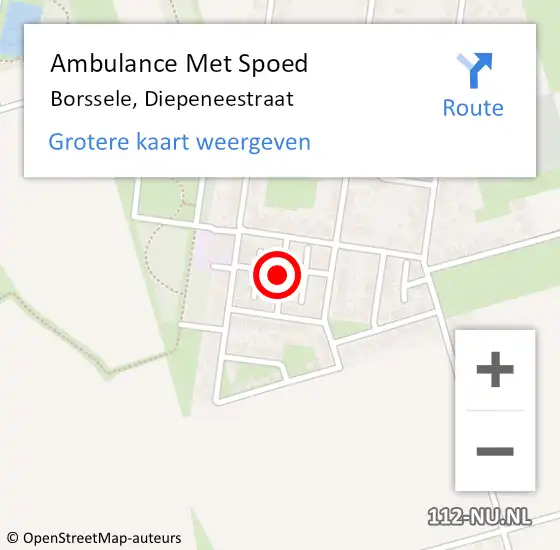 Locatie op kaart van de 112 melding: Ambulance Met Spoed Naar Borssele, Diepeneestraat op 13 januari 2018 17:12