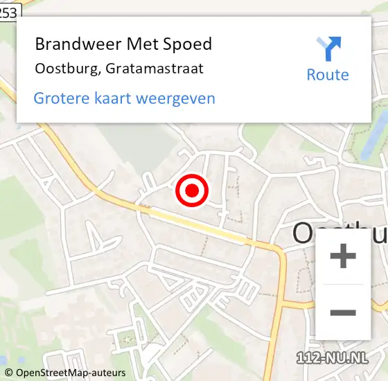 Locatie op kaart van de 112 melding: Brandweer Met Spoed Naar Oostburg, Gratamastraat op 13 januari 2018 17:40