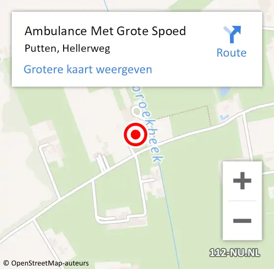 Locatie op kaart van de 112 melding: Ambulance Met Grote Spoed Naar Putten, Hellerweg op 13 januari 2018 17:55