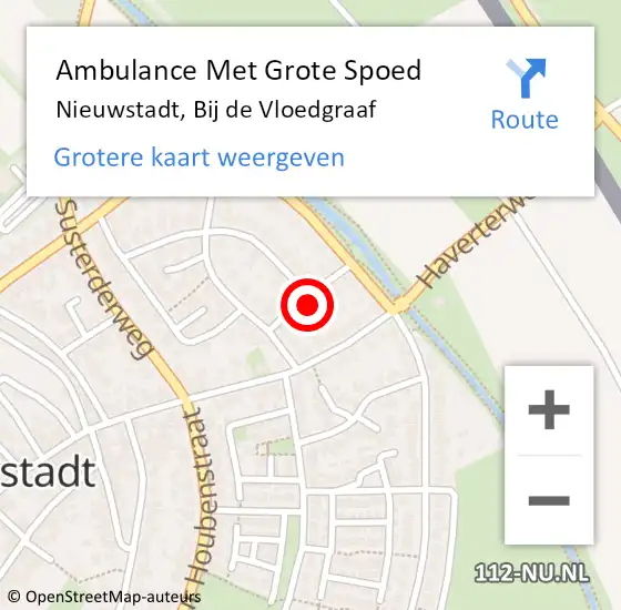 Locatie op kaart van de 112 melding: Ambulance Met Grote Spoed Naar Nieuwstadt, Bij de Vloedgraaf op 13 februari 2014 03:16