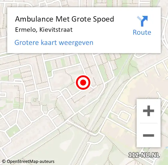Locatie op kaart van de 112 melding: Ambulance Met Grote Spoed Naar Ermelo, Kievitstraat op 13 januari 2018 18:22