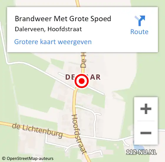 Locatie op kaart van de 112 melding: Brandweer Met Grote Spoed Naar Dalerveen, Hoofdstraat op 13 februari 2014 03:29