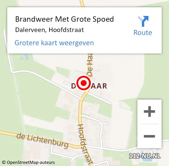 Locatie op kaart van de 112 melding: Brandweer Met Grote Spoed Naar Dalerveen, Hoofdstraat op 13 februari 2014 03:38