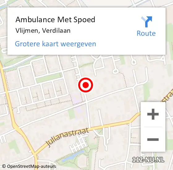 Locatie op kaart van de 112 melding: Ambulance Met Spoed Naar Vlijmen, Verdilaan op 13 januari 2018 19:30