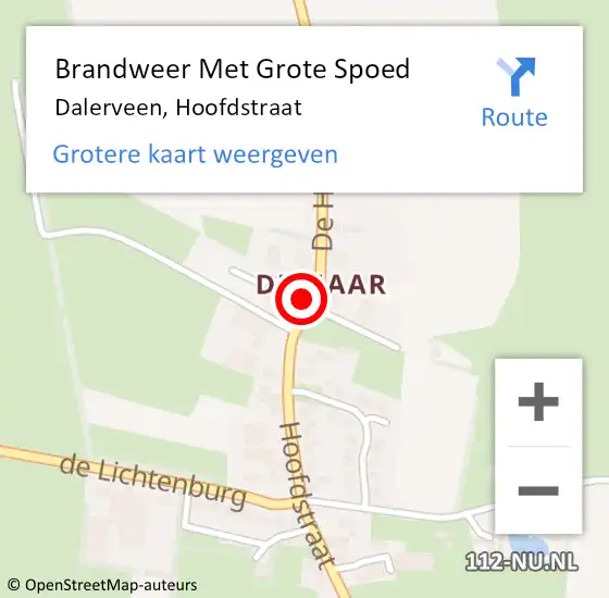 Locatie op kaart van de 112 melding: Brandweer Met Grote Spoed Naar Dalerveen, Hoofdstraat op 13 februari 2014 04:03