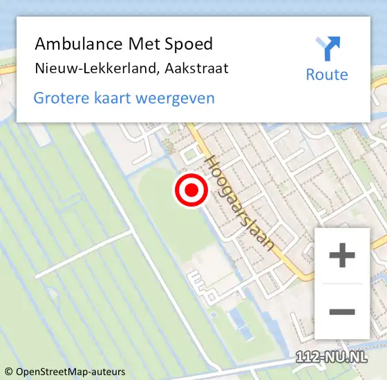 Locatie op kaart van de 112 melding: Ambulance Met Spoed Naar Nieuw-Lekkerland, Aakstraat op 13 januari 2018 20:18