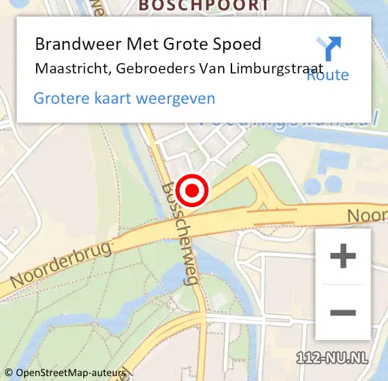 Locatie op kaart van de 112 melding: Brandweer Met Grote Spoed Naar Maastricht, Gebroeders Van Limburgstraat op 13 januari 2018 20:23