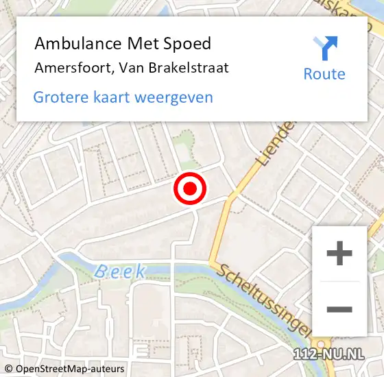 Locatie op kaart van de 112 melding: Ambulance Met Spoed Naar Amersfoort, Van Brakelstraat op 13 januari 2018 20:26