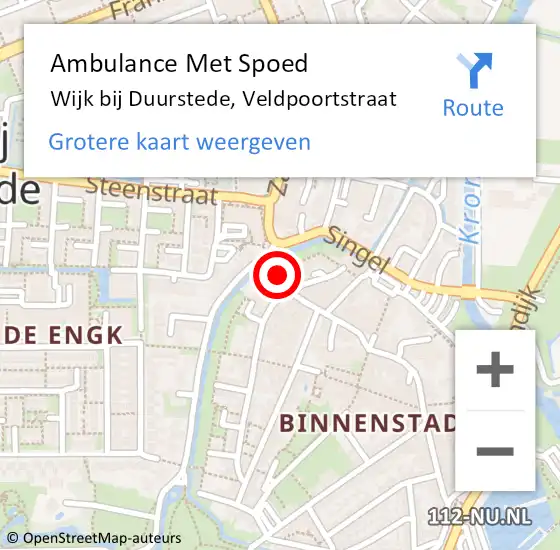 Locatie op kaart van de 112 melding: Ambulance Met Spoed Naar Wijk bij Duurstede, Veldpoortstraat op 13 januari 2018 20:51