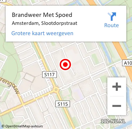 Locatie op kaart van de 112 melding: Brandweer Met Spoed Naar Amsterdam, Slootdorpstraat op 13 januari 2018 21:24