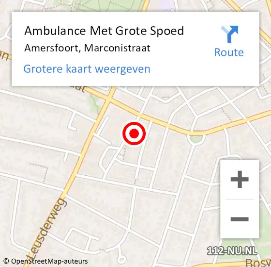 Locatie op kaart van de 112 melding: Ambulance Met Grote Spoed Naar Amersfoort, Marconistraat op 13 januari 2018 21:26