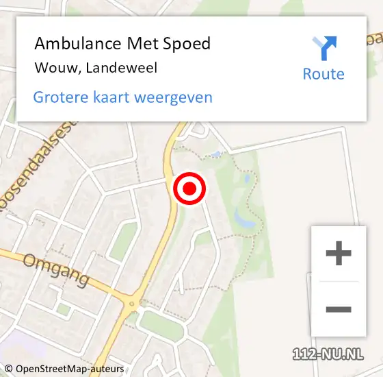 Locatie op kaart van de 112 melding: Ambulance Met Spoed Naar Wouw, Landeweel op 13 januari 2018 22:34