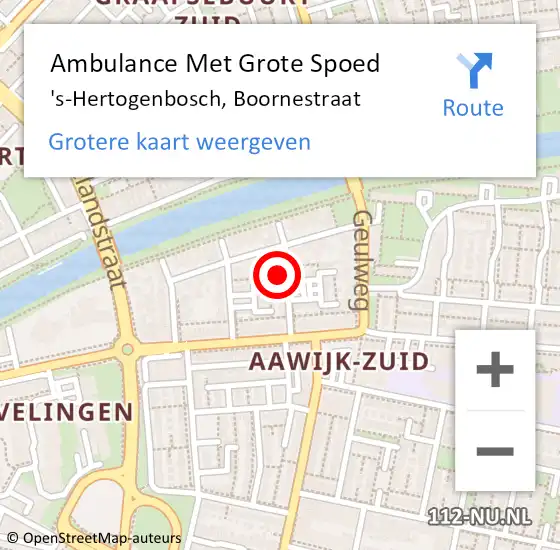 Locatie op kaart van de 112 melding: Ambulance Met Grote Spoed Naar 's-Hertogenbosch, Boornestraat op 13 januari 2018 23:06