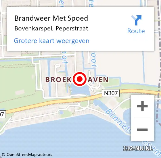 Locatie op kaart van de 112 melding: Brandweer Met Spoed Naar Bovenkarspel, Peperstraat op 13 januari 2018 23:18