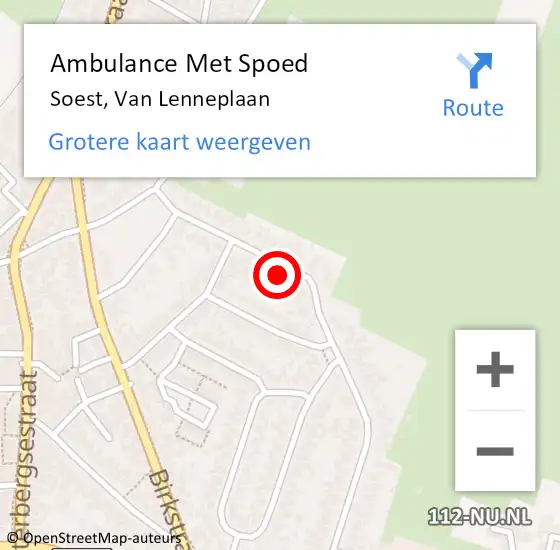 Locatie op kaart van de 112 melding: Ambulance Met Spoed Naar Soest, Van Lenneplaan op 14 januari 2018 00:14