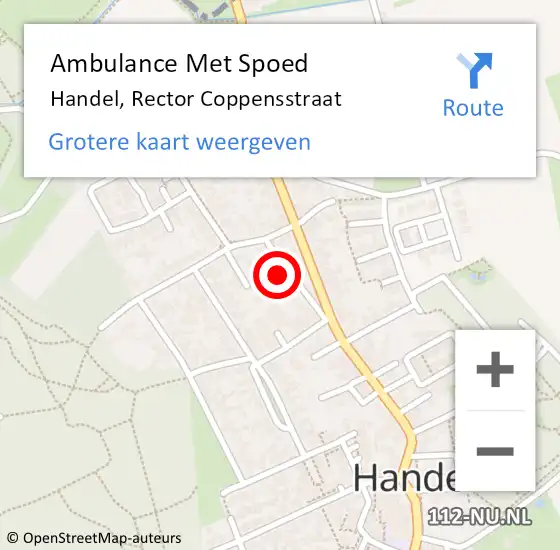 Locatie op kaart van de 112 melding: Ambulance Met Spoed Naar Handel, Rector Coppensstraat op 14 januari 2018 00:20