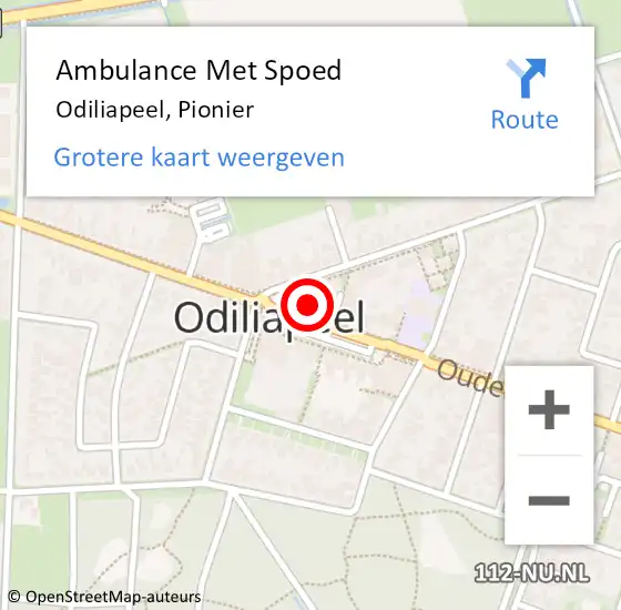 Locatie op kaart van de 112 melding: Ambulance Met Spoed Naar Odiliapeel, Pionier op 14 januari 2018 01:00