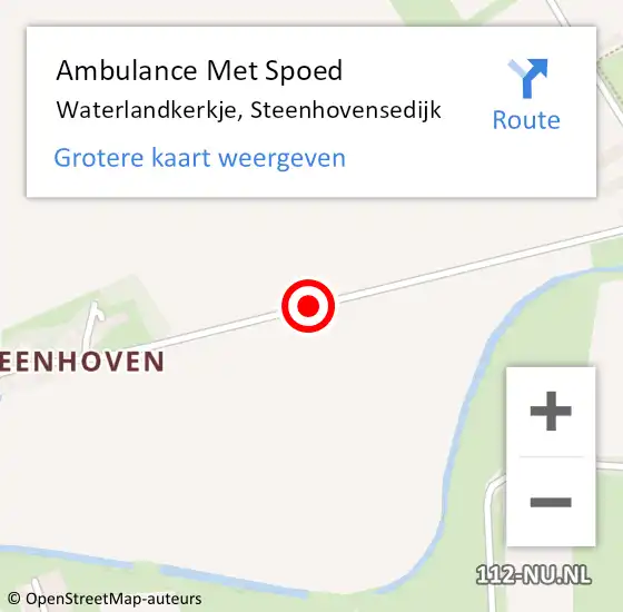 Locatie op kaart van de 112 melding: Ambulance Met Spoed Naar Waterlandkerkje, Steenhovensedijk op 14 januari 2018 01:19