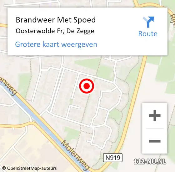 Locatie op kaart van de 112 melding: Brandweer Met Spoed Naar Oosterwolde Fr, De Zegge op 14 januari 2018 01:32