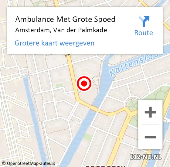 Locatie op kaart van de 112 melding: Ambulance Met Grote Spoed Naar Amsterdam, Van der Palmkade op 14 januari 2018 01:34