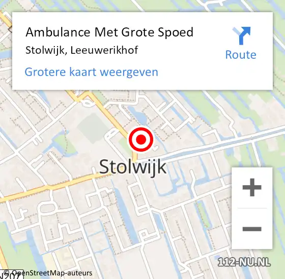 Locatie op kaart van de 112 melding: Ambulance Met Grote Spoed Naar Stolwijk, Leeuwerikhof op 14 januari 2018 02:11