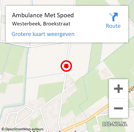 Locatie op kaart van de 112 melding: Ambulance Met Spoed Naar Westerbeek, Broekstraat op 14 januari 2018 02:27