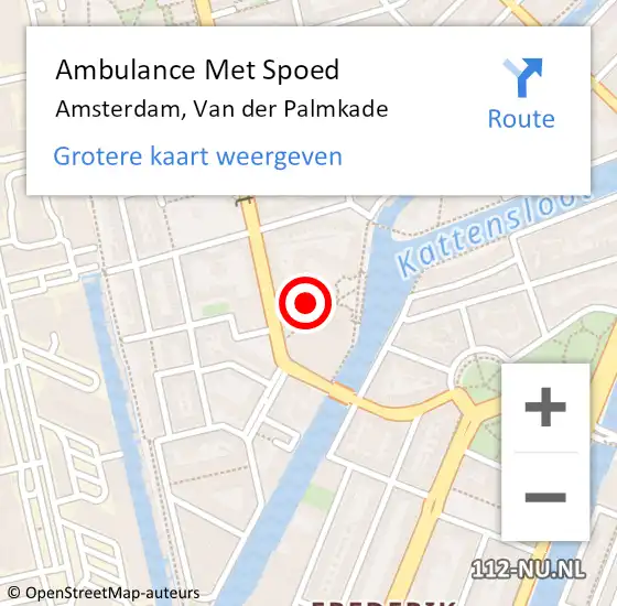 Locatie op kaart van de 112 melding: Ambulance Met Spoed Naar Amsterdam, Van der Palmkade op 14 januari 2018 03:32