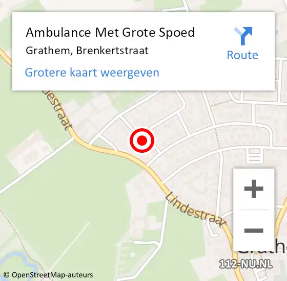 Locatie op kaart van de 112 melding: Ambulance Met Grote Spoed Naar Grathem, Brenkertstraat op 14 januari 2018 03:45