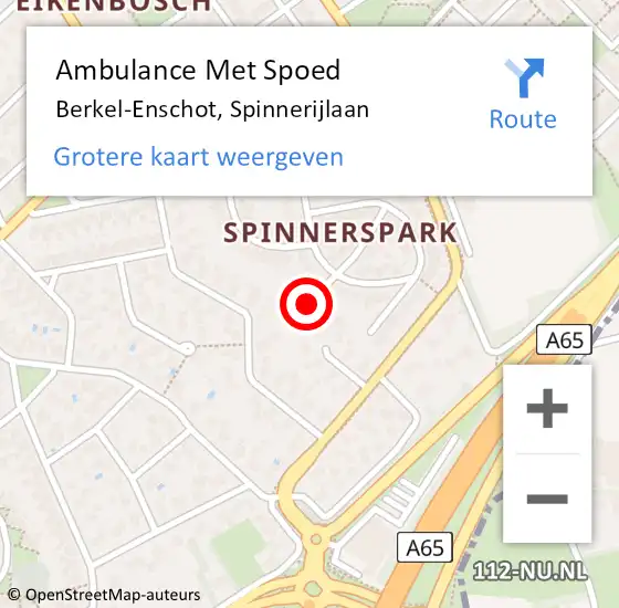 Locatie op kaart van de 112 melding: Ambulance Met Spoed Naar Berkel-Enschot, Spinnerijlaan op 14 januari 2018 04:13