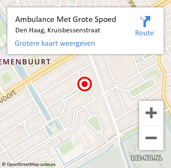 Locatie op kaart van de 112 melding: Ambulance Met Grote Spoed Naar Den Haag, Kruisbessenstraat op 14 januari 2018 07:09