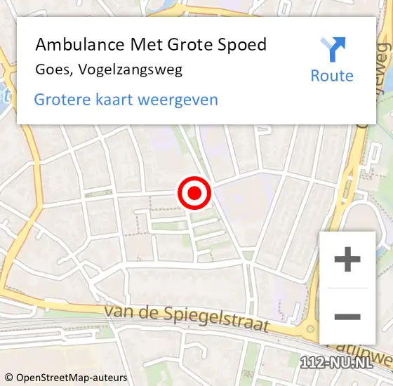 Locatie op kaart van de 112 melding: Ambulance Met Grote Spoed Naar Goes, Vogelzangsweg op 14 januari 2018 08:51