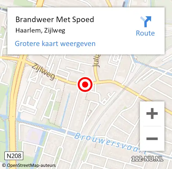 Locatie op kaart van de 112 melding: Brandweer Met Spoed Naar Haarlem, Zijlweg op 14 januari 2018 09:00