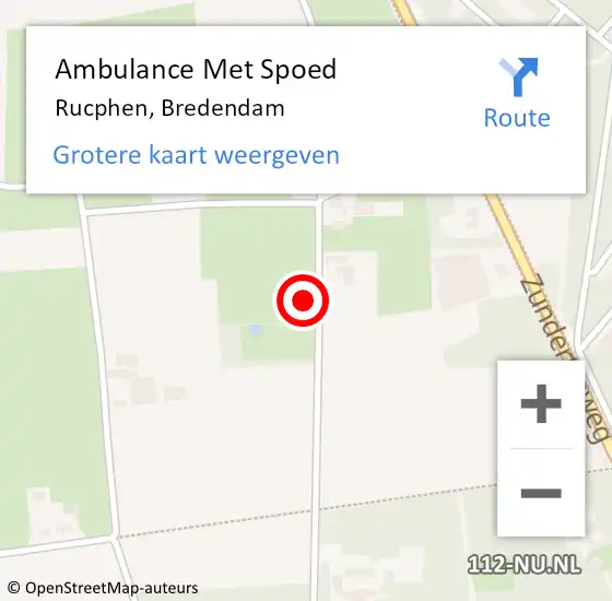 Locatie op kaart van de 112 melding: Ambulance Met Spoed Naar Rucphen, Bredendam op 14 januari 2018 10:21