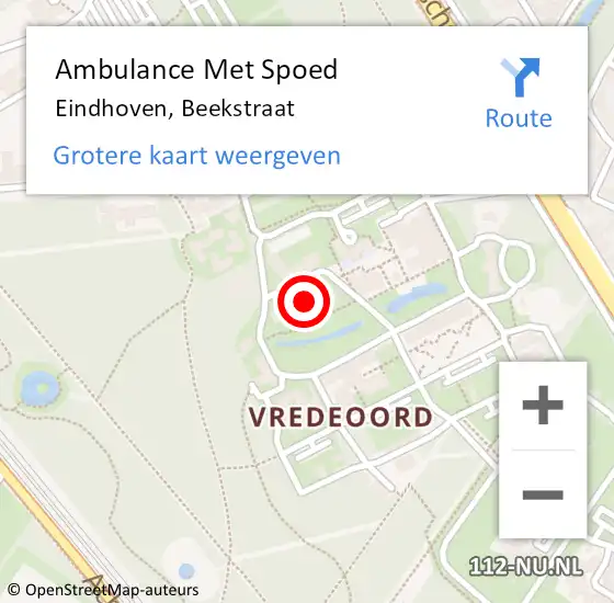 Locatie op kaart van de 112 melding: Ambulance Met Spoed Naar Eindhoven, Beekstraat op 14 januari 2018 10:41