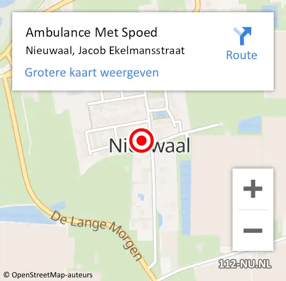 Locatie op kaart van de 112 melding: Ambulance Met Spoed Naar Nieuwaal, Jacob Ekelmansstraat op 14 januari 2018 10:47