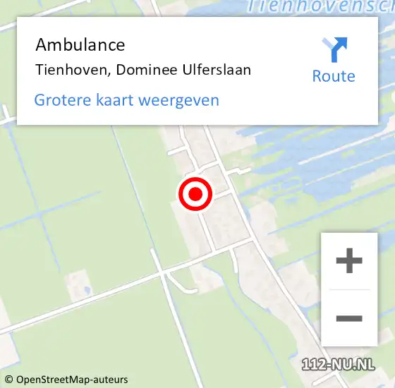 Locatie op kaart van de 112 melding: Ambulance Tienhoven, Dominee Ulferslaan op 14 januari 2018 11:07