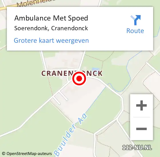 Locatie op kaart van de 112 melding: Ambulance Met Spoed Naar Soerendonk, Cranendonck op 14 januari 2018 11:14