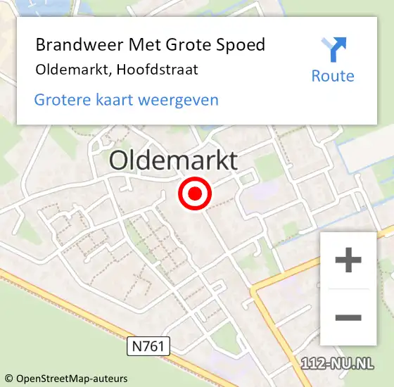 Locatie op kaart van de 112 melding: Brandweer Met Grote Spoed Naar Oldemarkt, Hoofdstraat op 14 januari 2018 12:05